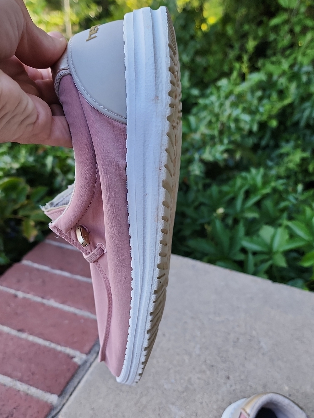 Womens Hey Dude Pink and Gold Slip-On Casual Sneakers - Picture 11 of 17